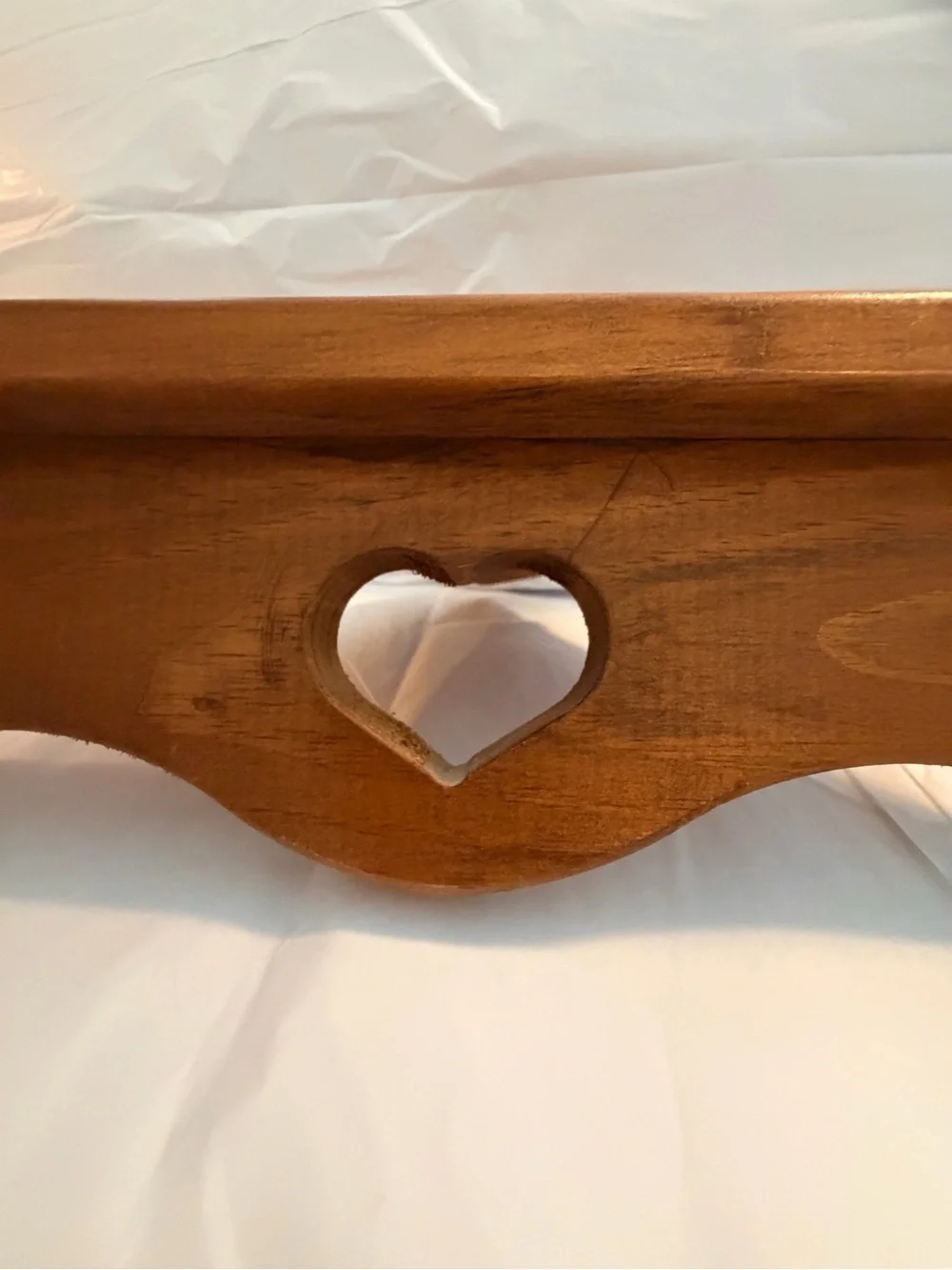 Wooden Corner Shelf Stool with Heart Cutout - Brown